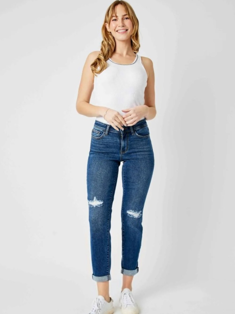 Judy Blue Mid Rise Tummy Control Destroy Slim Jeans